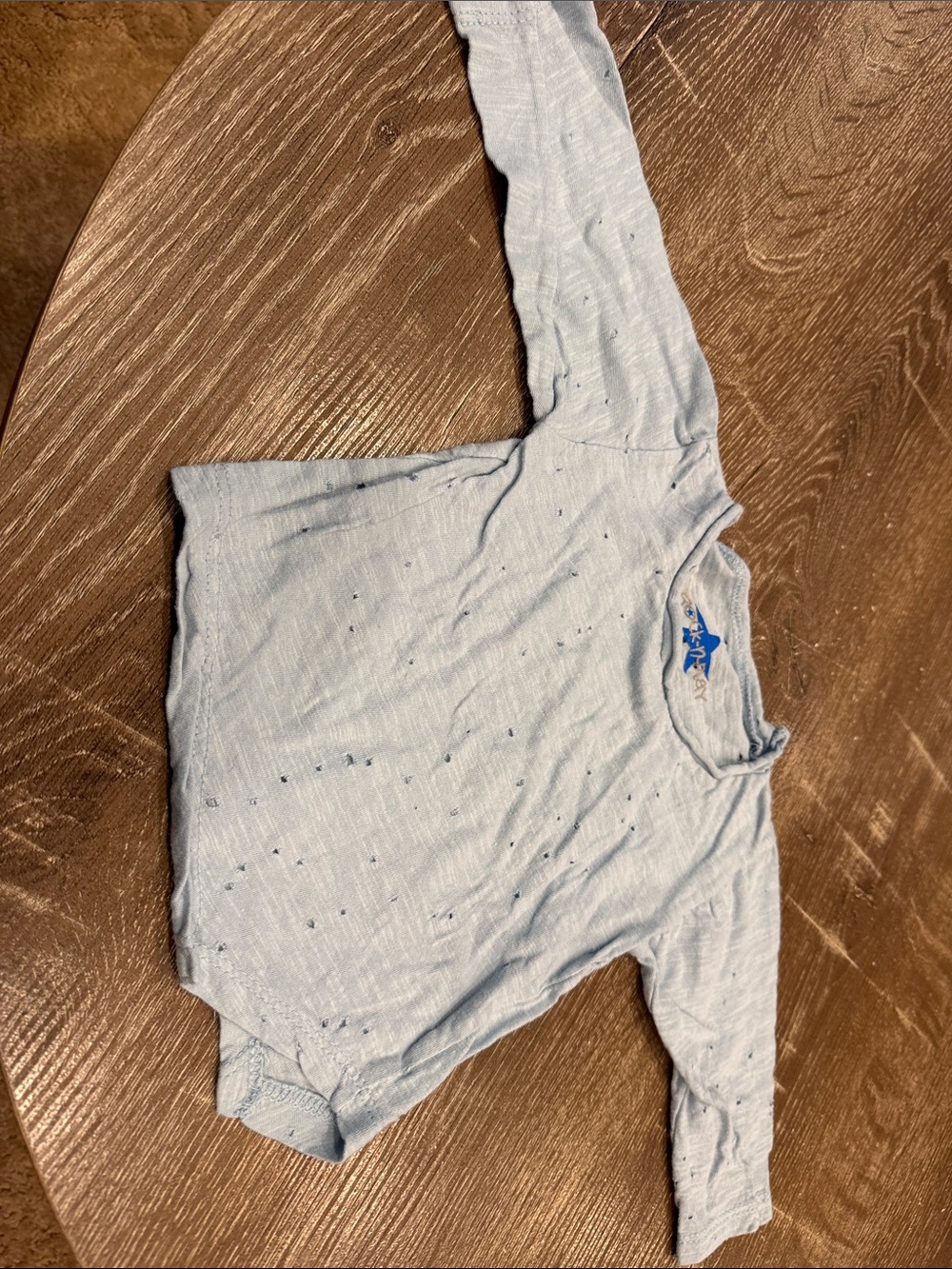 Kids' Light Blue Long-Sleeve Tee with Tiny Speckle Detail